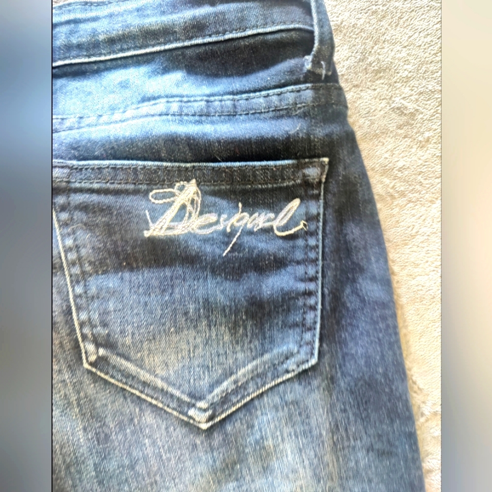 Desigual Blue Jeans with Black Lace Accents - Picture 5 of 5